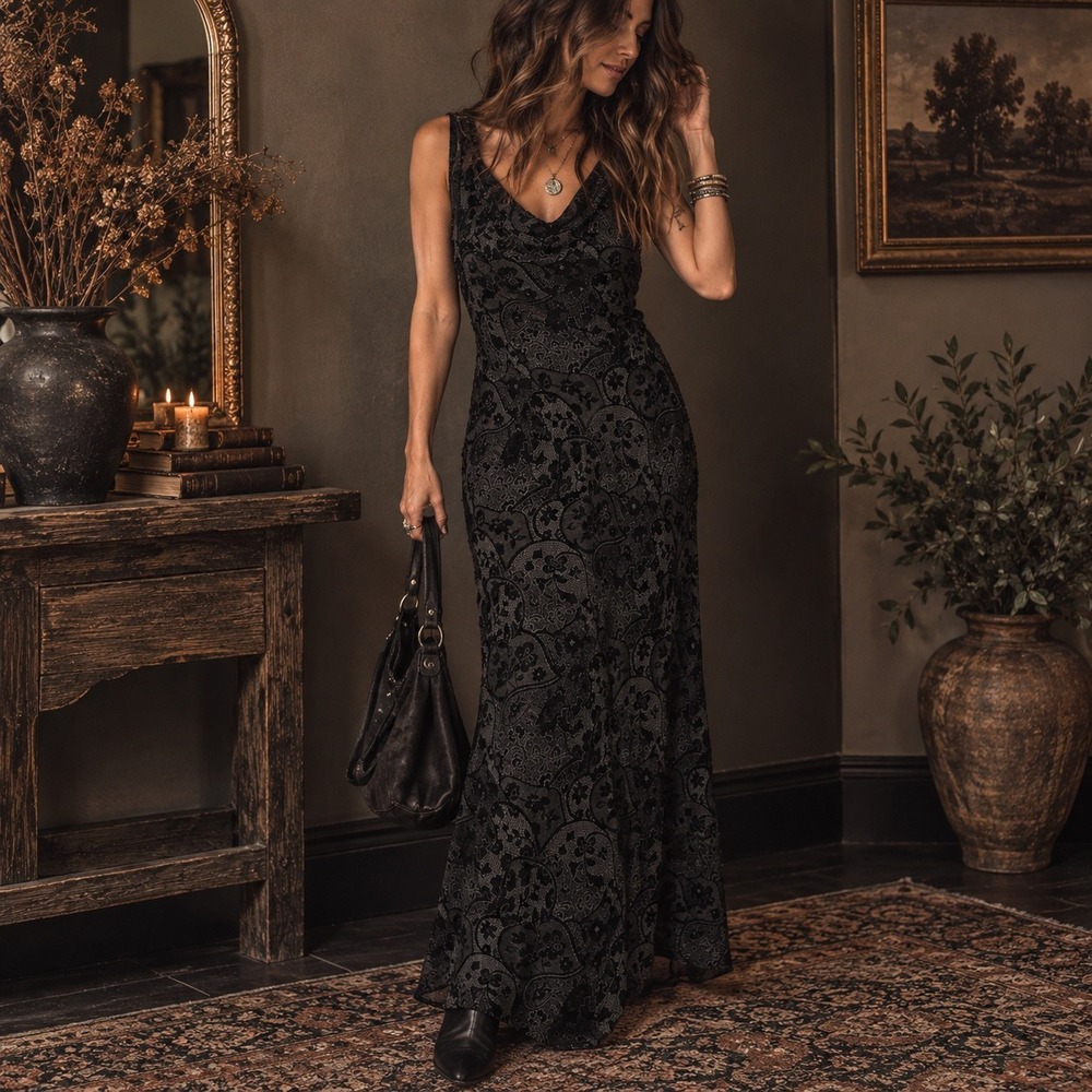 Women’s Black/grey ankle dress - Elegant Evening Gown